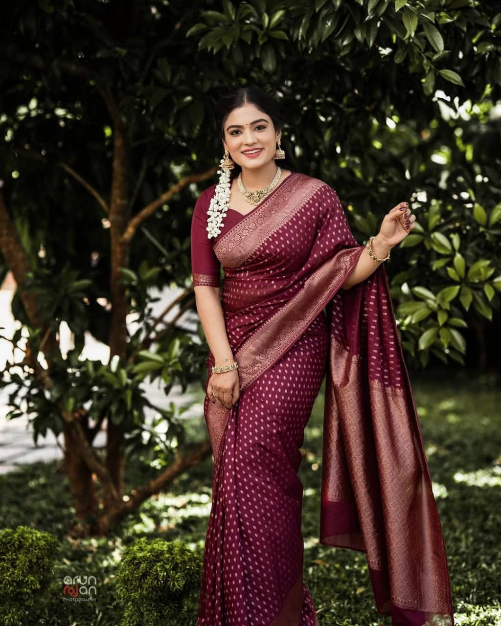 Exclusive Boutique Maroon Wedding Silk Saree with Antique Zari Weaving