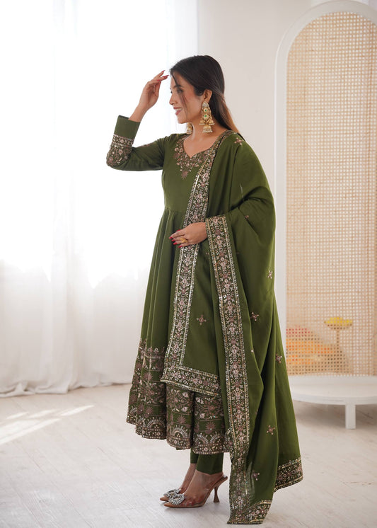 Embroidered Anarkali Gown with Dupatta