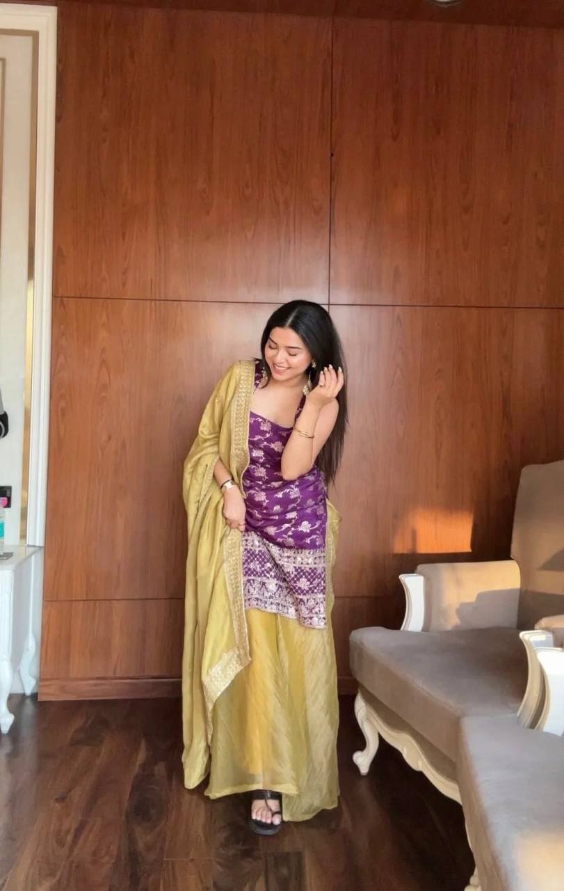 Paridhan Royal Ambar Purple & Mustard Kurta Set