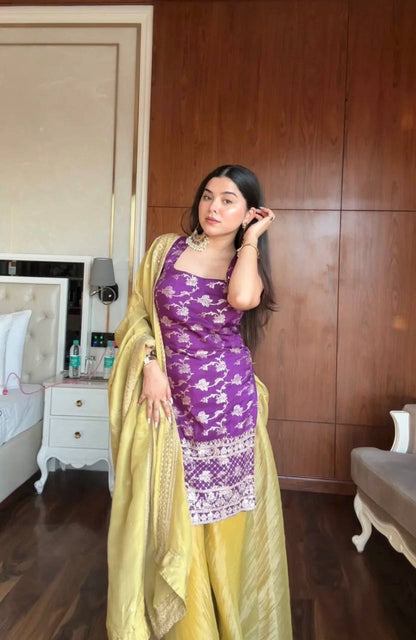 Paridhan Royal Ambar Purple & Mustard Kurta Set