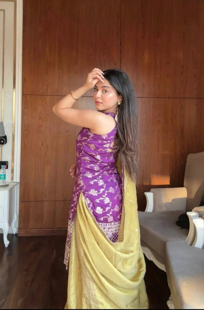 Paridhan Royal Ambar Purple & Mustard Kurta Set