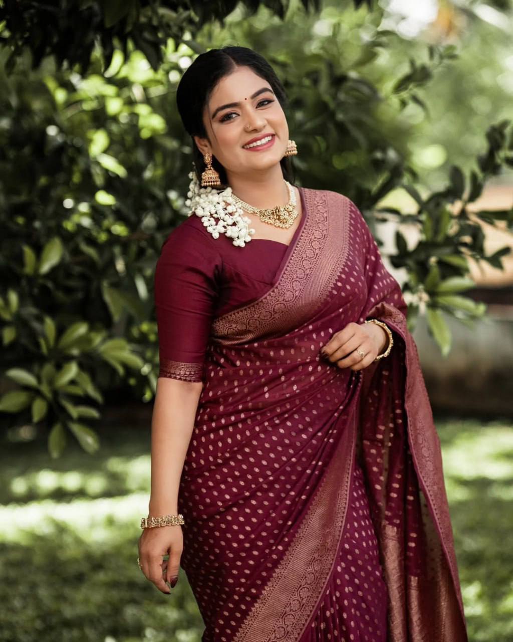 Exclusive Boutique Maroon Wedding Silk Saree with Antique Zari Weaving
