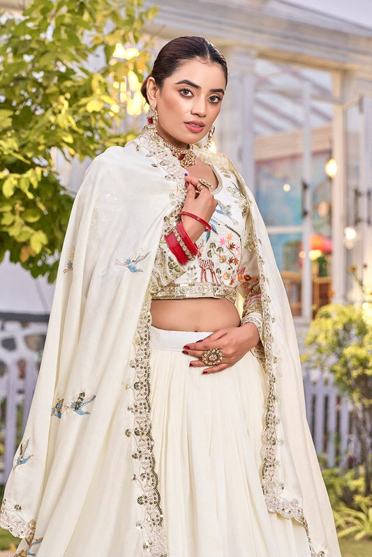 Ivory Designer Lehenga Choli for Women | Wedding Lehenga | Paridhan Silk