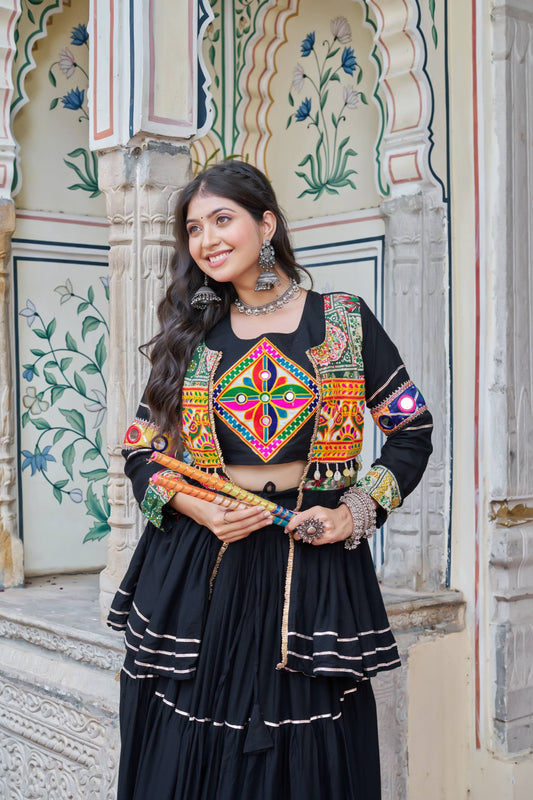 Black  Koti Choli Lehenga Set for Women | Traditional Navratri & Festive Wear Outfit