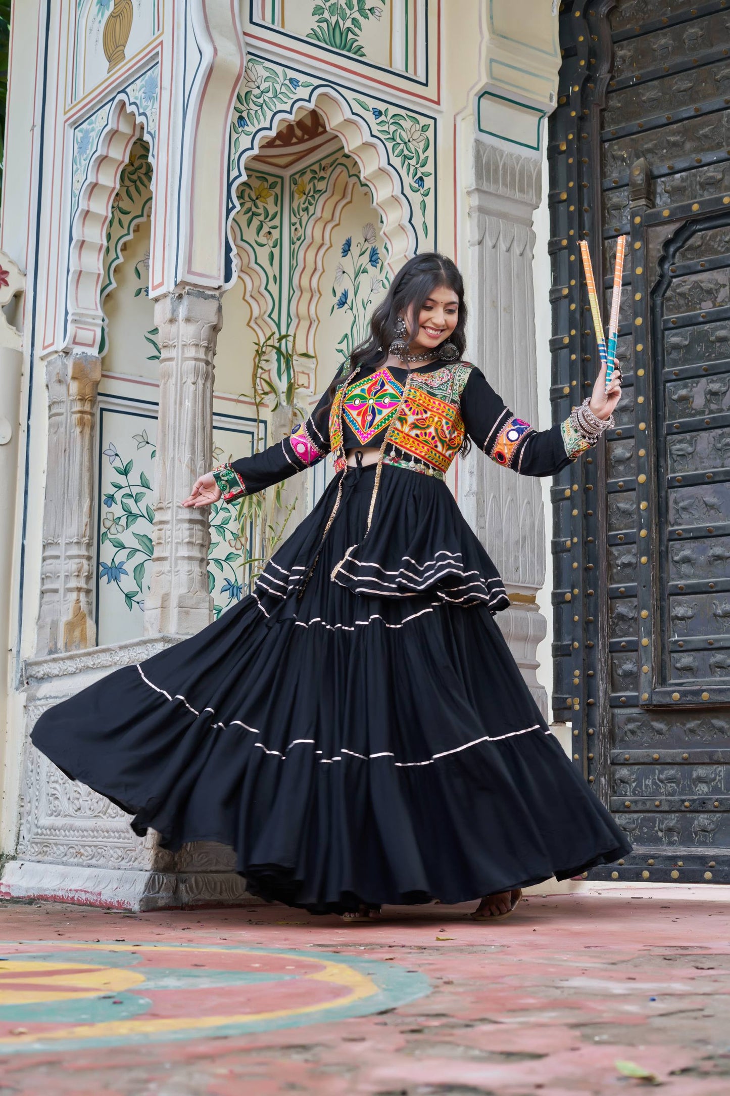 Black  Koti Choli Lehenga Set for Women | Traditional Navratri & Festive Wear Outfit