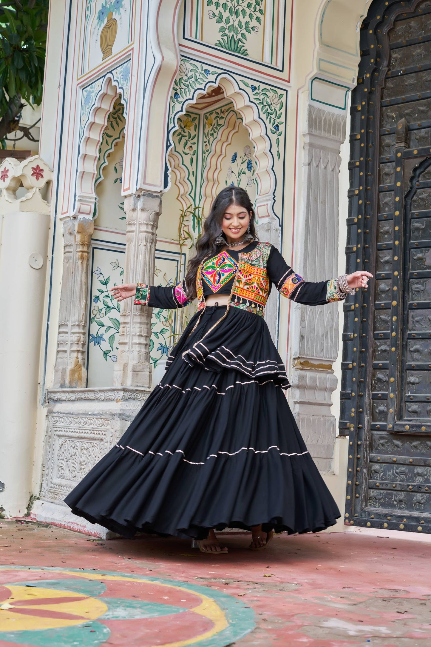 Black  Koti Choli Lehenga Set for Women | Traditional Navratri & Festive Wear Outfit