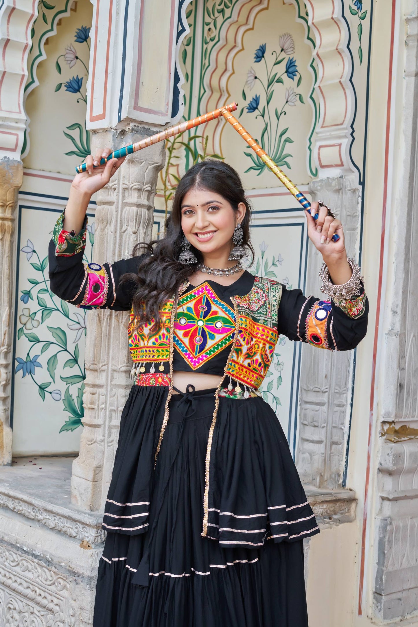 Black  Koti Choli Lehenga Set for Women | Traditional Navratri & Festive Wear Outfit