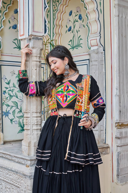 Black  Koti Choli Lehenga Set for Women | Traditional Navratri & Festive Wear Outfit