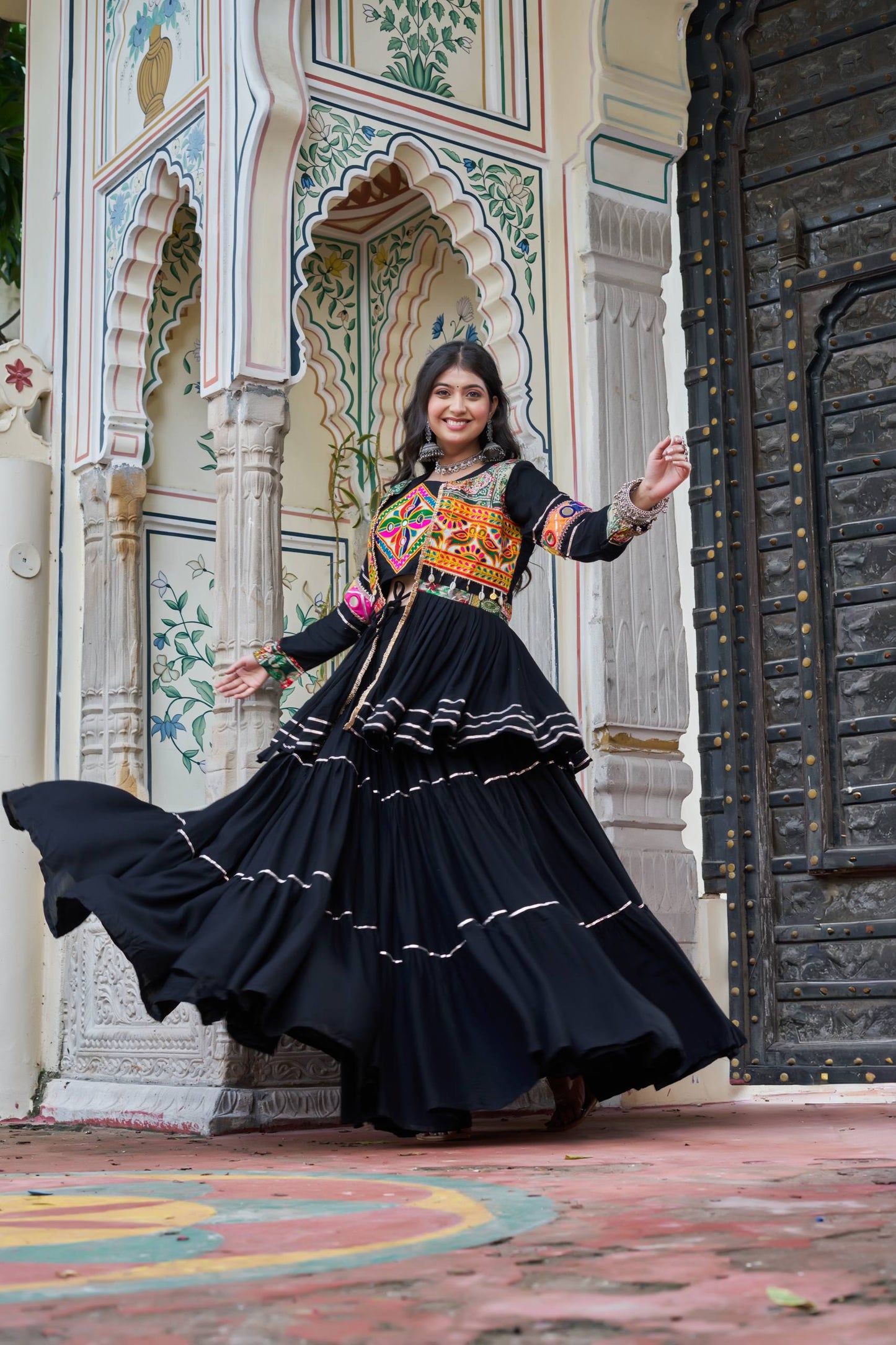 Black  Koti Choli Lehenga Set for Women | Traditional Navratri & Festive Wear Outfit