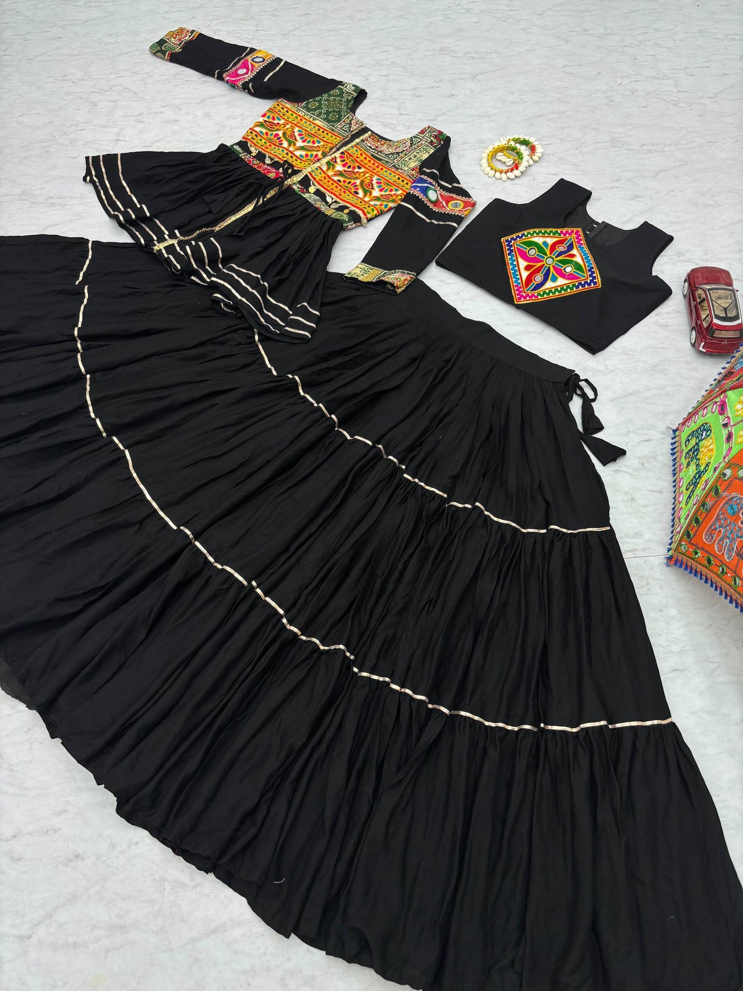 Black  Koti Choli Lehenga Set for Women | Traditional Navratri & Festive Wear Outfit