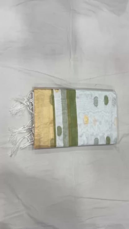 KERALA KASAVU   Off-White & Pink Saree with Woven Motifs – Elegant Festive Wear